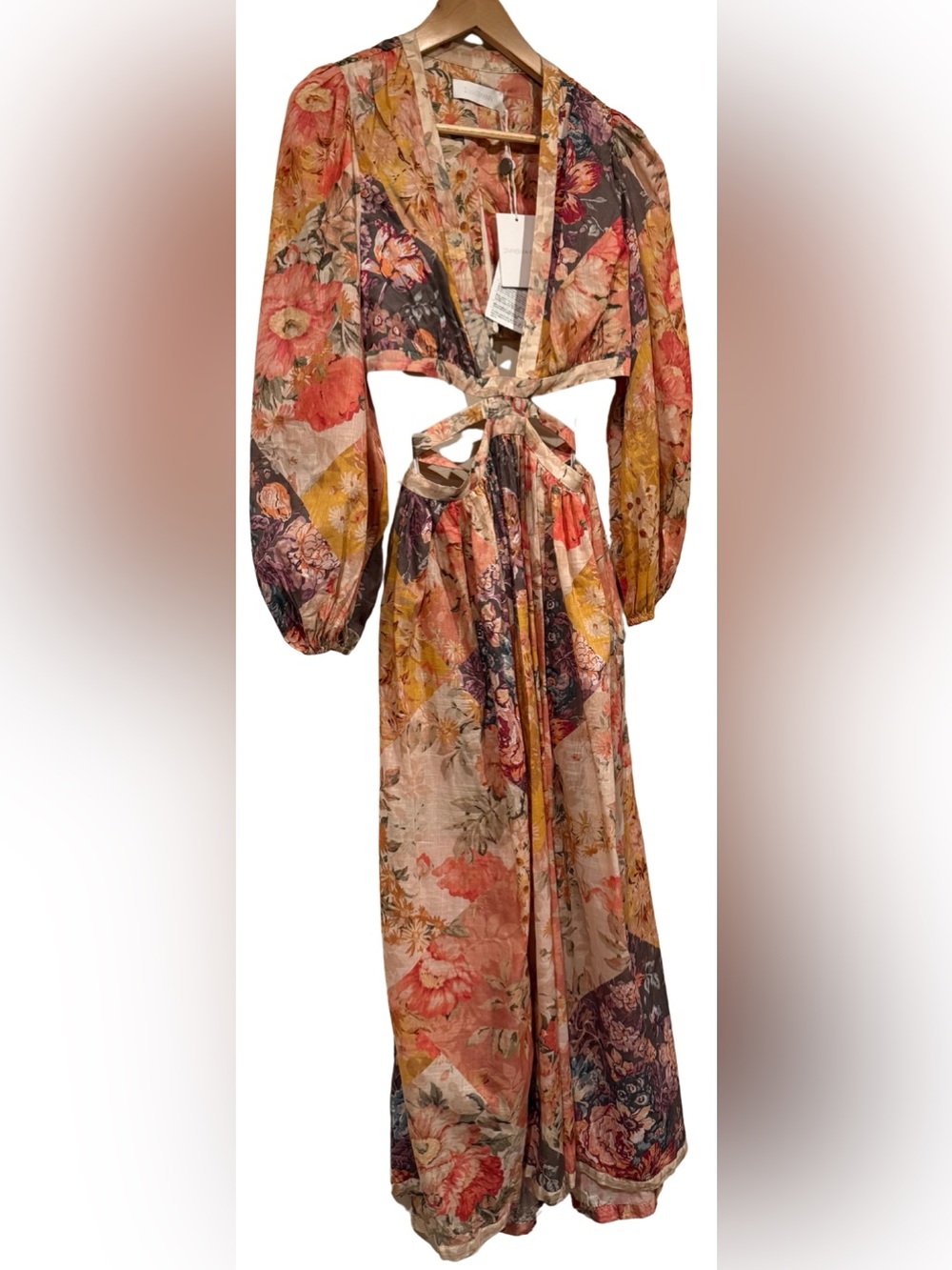 Zimmermann 100% Cotton Pattie Patchwork Long Dress AU 3 Maxi Romantic Resortwear - Picture 3 of 8